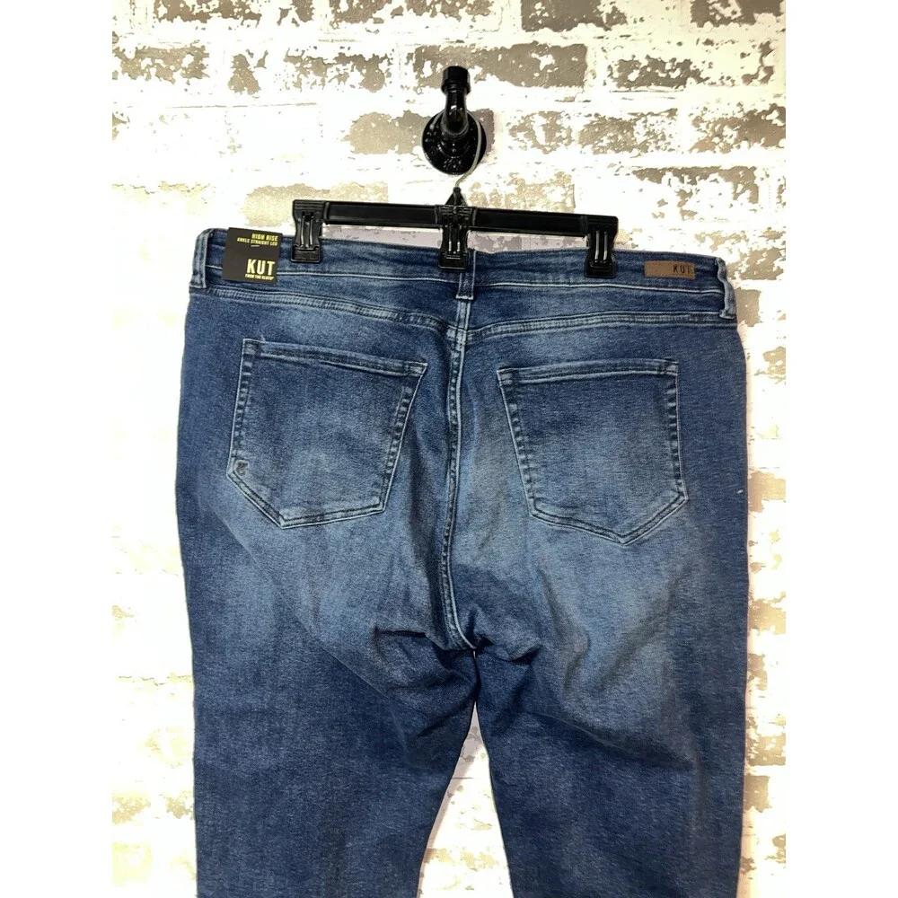 NWT! Kut From The Kloth Amy Frayed Hem High Rise Boyfriend Jeans Indigo Blue 20W - Picture 5 of 11